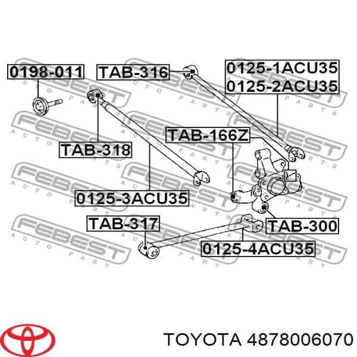 Do koszyka 4878006070 Toyota Drążek podłużny zawieszenia tylnego