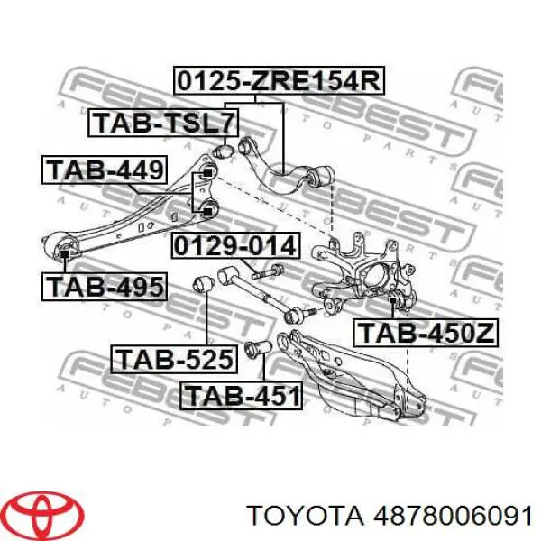 4878006091 Toyota Wahacz (drążek) zawieszenia tylnego podłużny dolny prawy