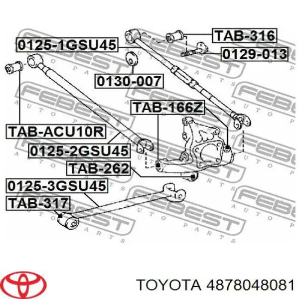 Drążek podłużny zawieszenia tylnego Toyota 4878048081 cena, od 70,11 USD