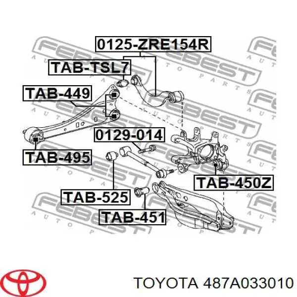 Drążek podłużny zawieszenia tylnego lewy Toyota 487A033010 cena, od 107,84 USD