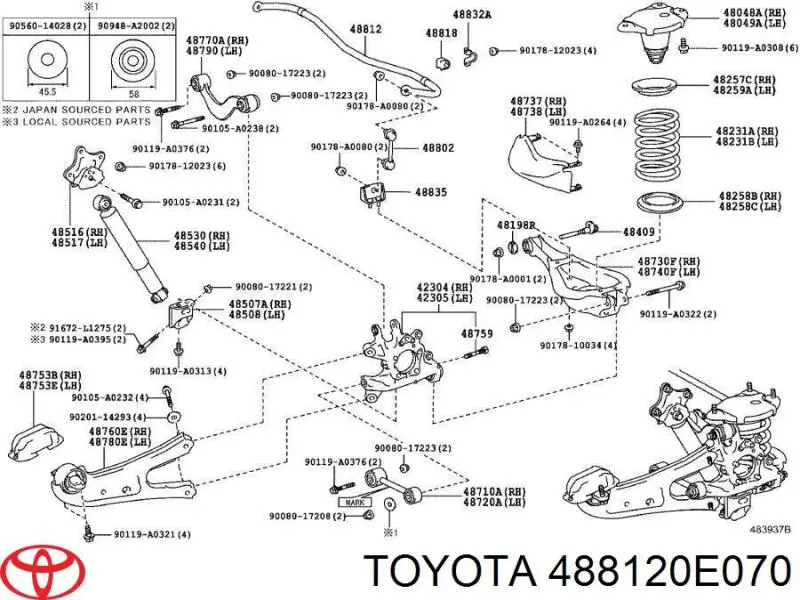 Stabilizator tylny do Toyota Highlander III U5