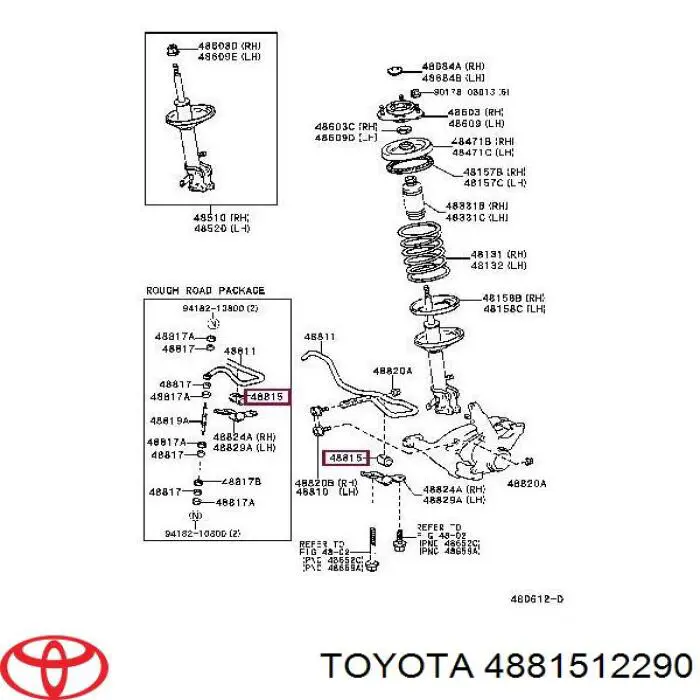 Do koszyka 4881512290 Toyota Tuleja stabilizatora przedniego