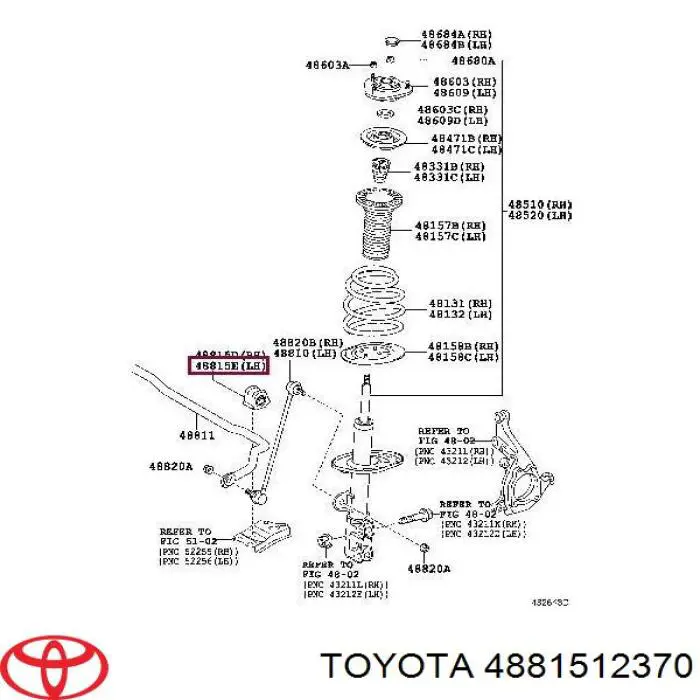Tuleja stabilizatora przedniego lewa Toyota 4881512370 cena, od 8,26 USD