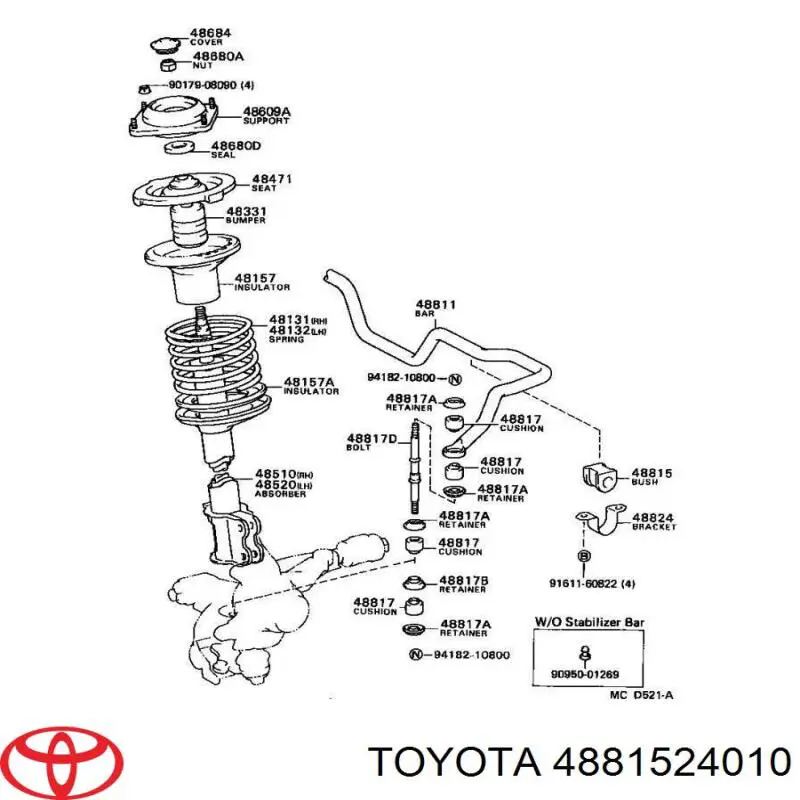 Tuleja stabilizatora przedniego Toyota 48818AF040 cena, od 7,08 USD