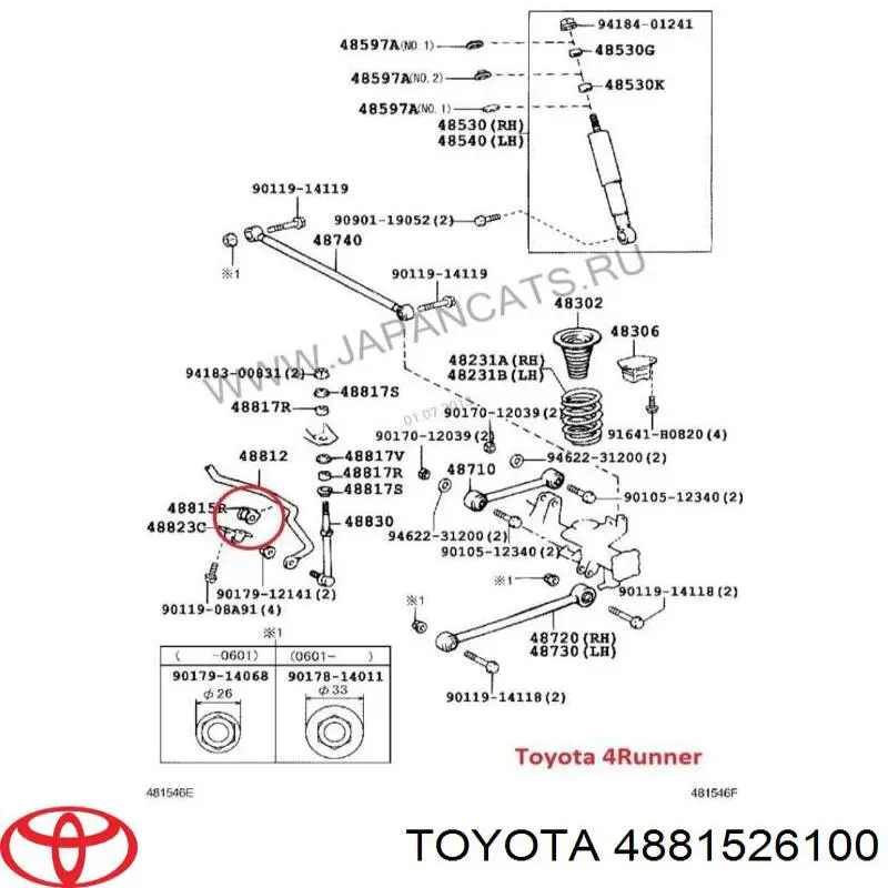 Do koszyka 4881526100 Toyota Tuleja stabilizatora tylnego