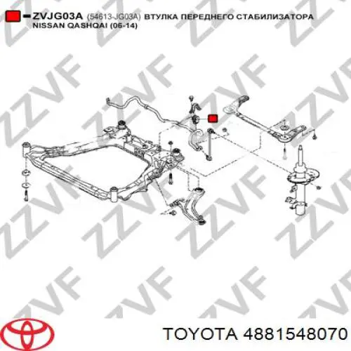 Tuleja stabilizatora przedniego Toyota 4881548070 cena, od 7,89 USD