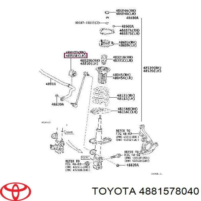 Do koszyka 4881578041 Toyota Tuleja stabilizatora przedniego lewa