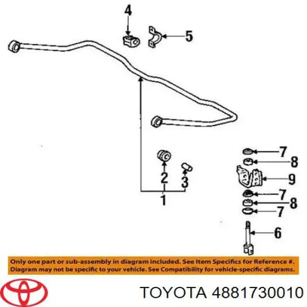 Tuleja łącznika stabilizatora tylnego Toyota 4881730010 cena, od 2,63 USD