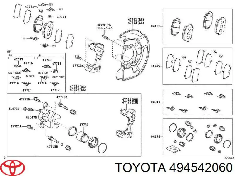 494542060 Toyota Podkładka przeciwpiskowa mocowania klocków hamulcowych przednia