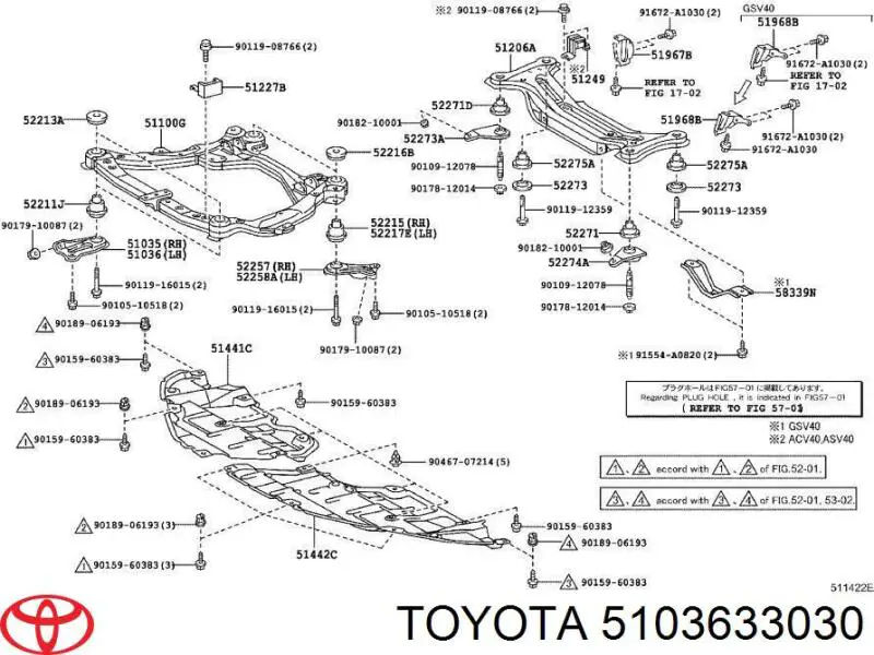 Wspornik przedniej belki Toyota 5103633030 cena, od 64,04 USD