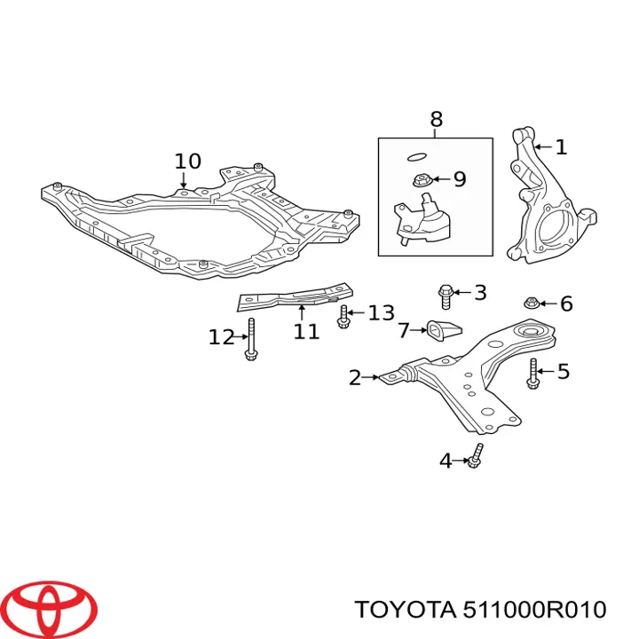 511000R010 Toyota Korpus osi przedniej