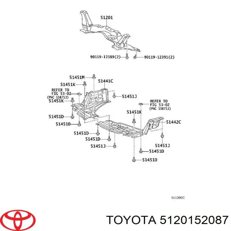 5120152087 Toyota Korpus osi przedniej