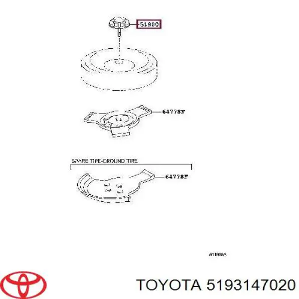 Śruba mocująca koło zapasowe Toyota RAV4 4 (A4)