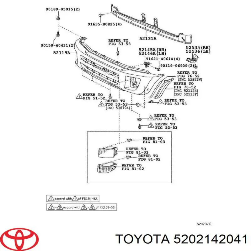 Wzmocnienie zderzaka przedniego Toyota 5202142041 cena, od 44,04 USD