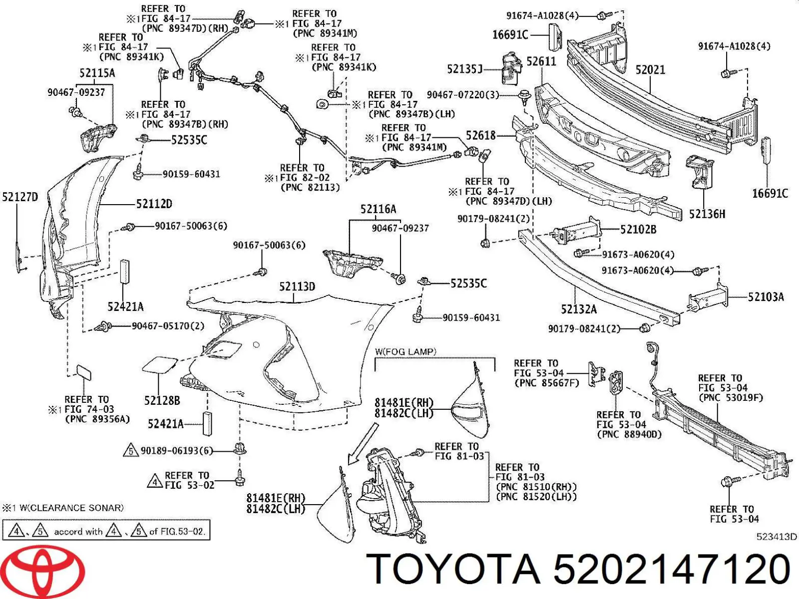 5202147120 Toyota Wzmocnienie zderzaka przedniego