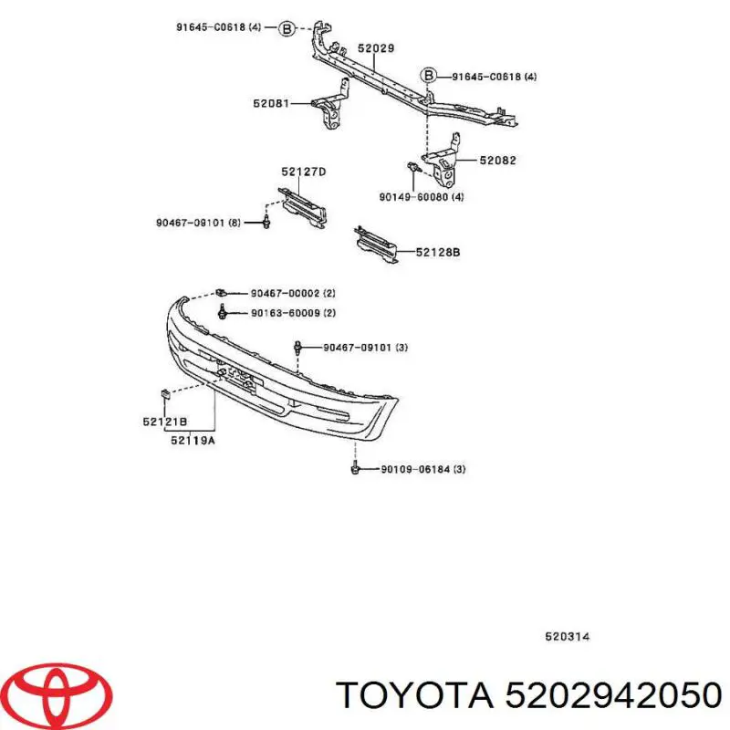 Do koszyka Wzmocnienie zderzaka przedniego Toyota RAV4 I XA