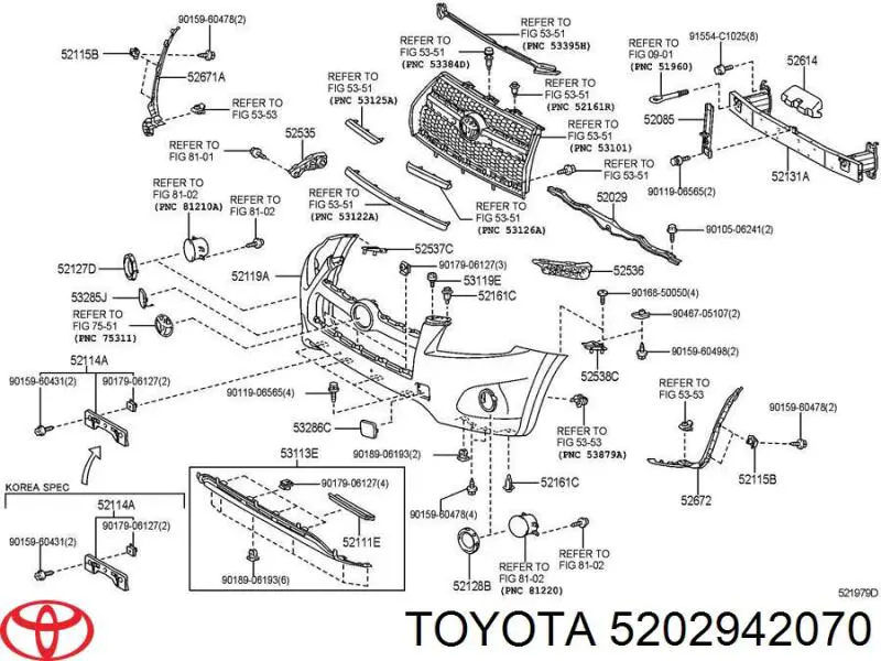 Wzmocnienie zderzaka przedniego Toyota 5202942070 cena, od 13,54 USD