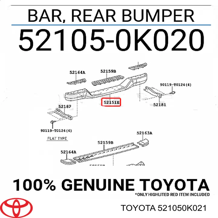 521050K061 Toyota Wzmocnienie zderzaka przedniego