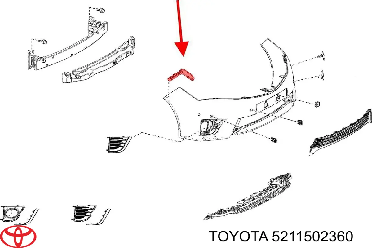 5211502360 Toyota Wspornik zderzaka przedniego prawy