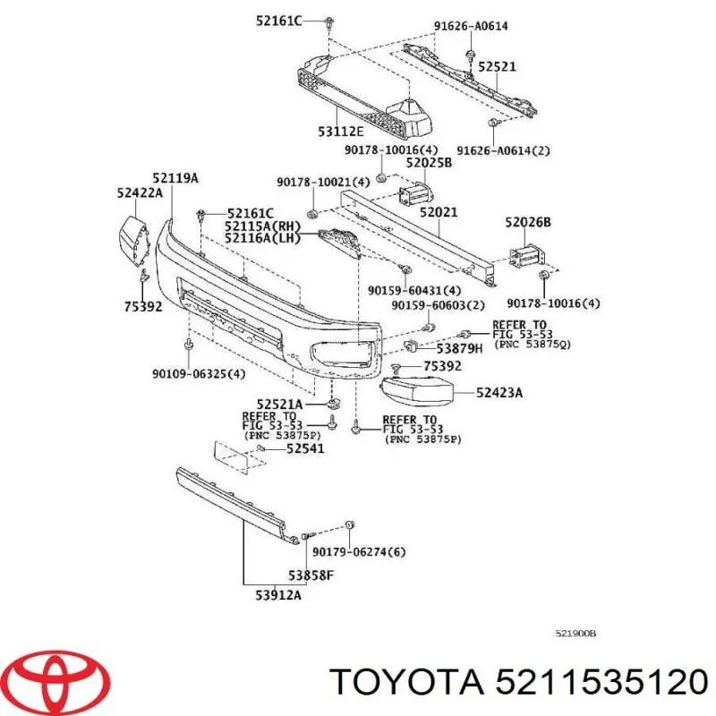 Wspornik zderzaka przedniego prawy Toyota 5211535120 cena, od 20,15 USD