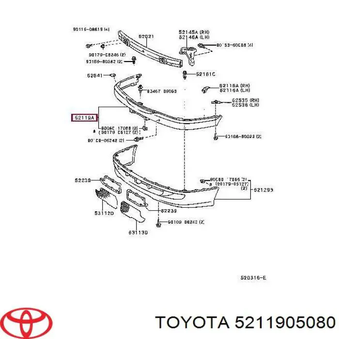 5211905080 Toyota Zderzak przedni