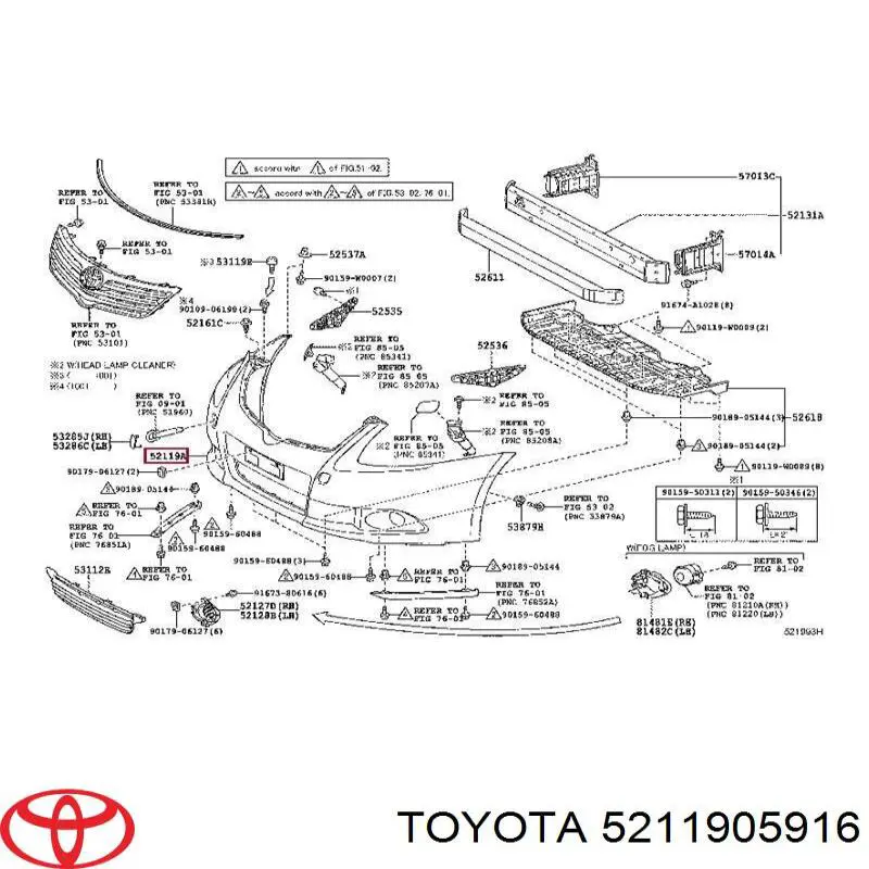 Zderzak przedni Toyota 5211905916 cena, od 261,81 USD