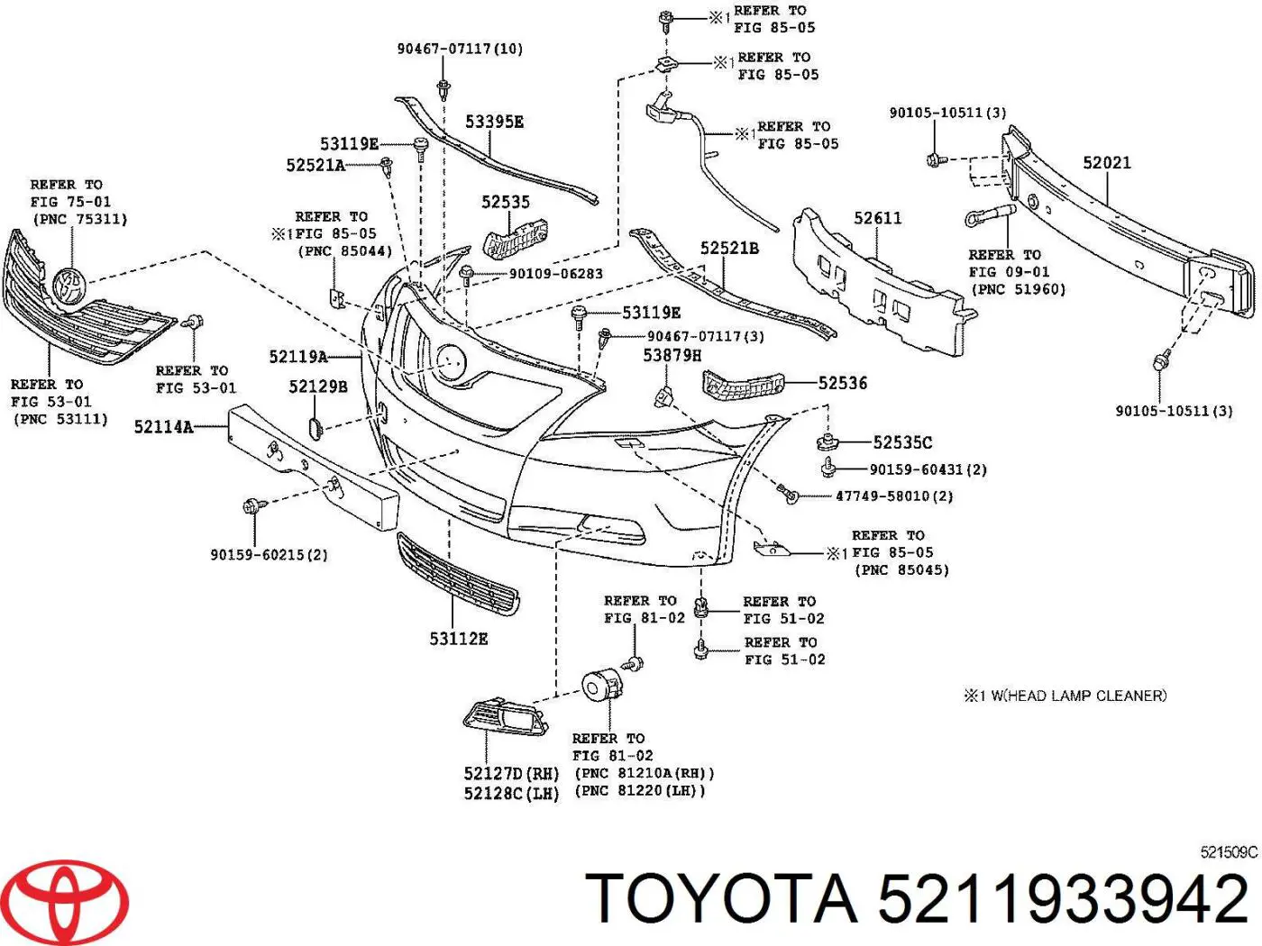 Zderzak przedni Toyota 5211933942 cena, od 692,75 USD