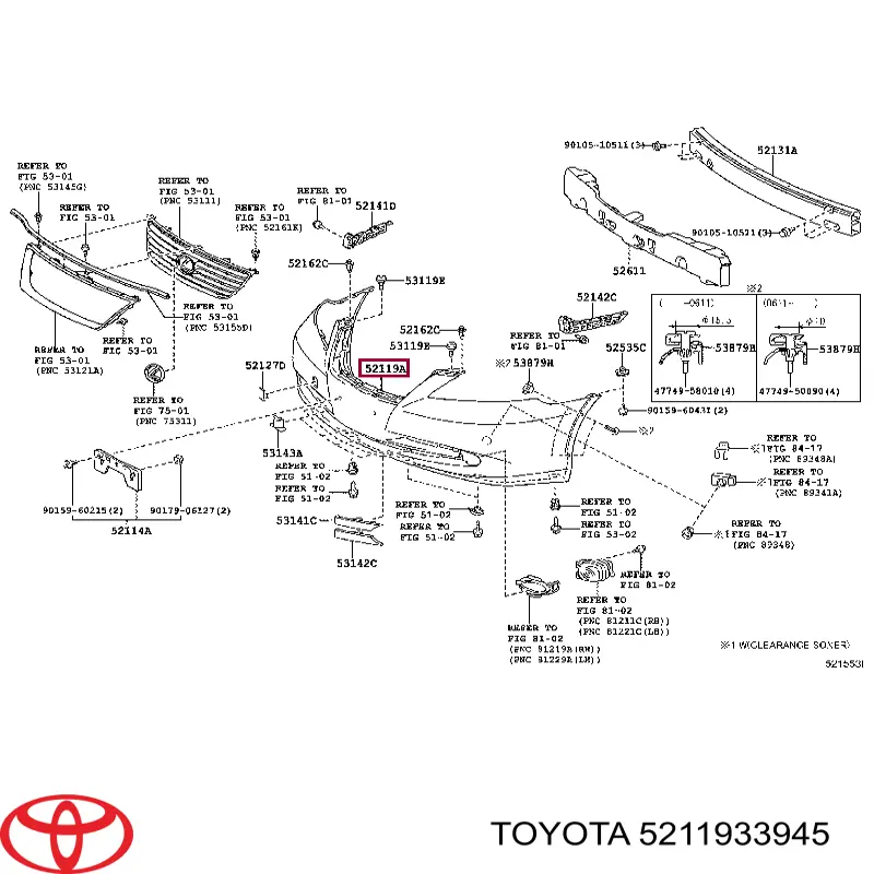 Zderzak przedni Toyota 5211933945 cena, od 156,29 USD