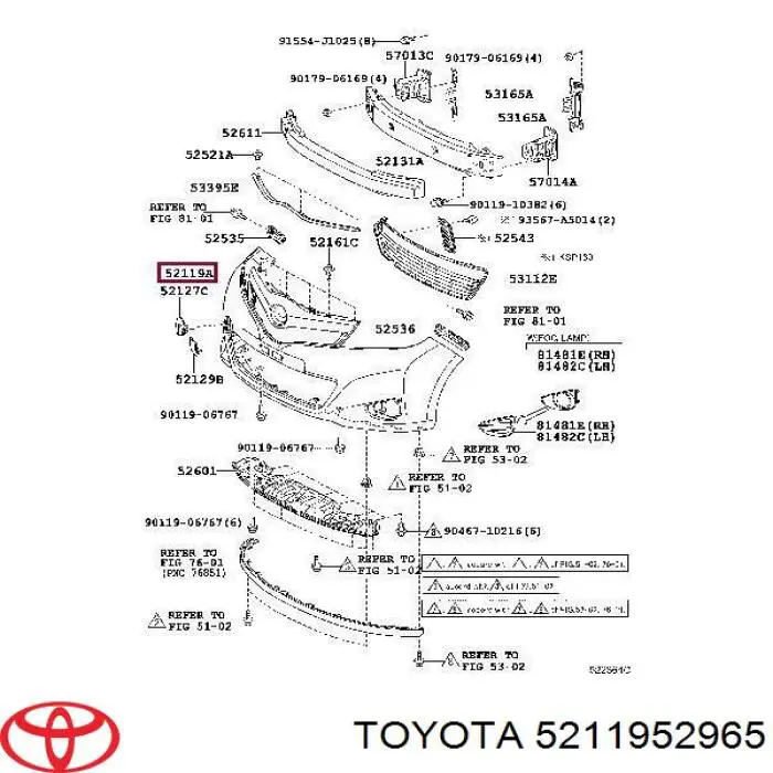 Zderzak przedni Toyota 5211952965 cena, od 83,52 USD
