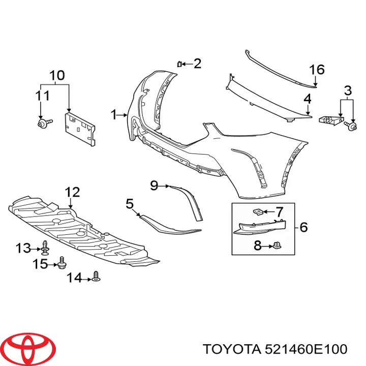 521460E100 Toyota Wspornik zderzaka przedniego lewy