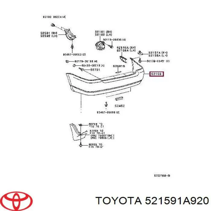 Do koszyka 521591A920 Toyota Zderzak tylny