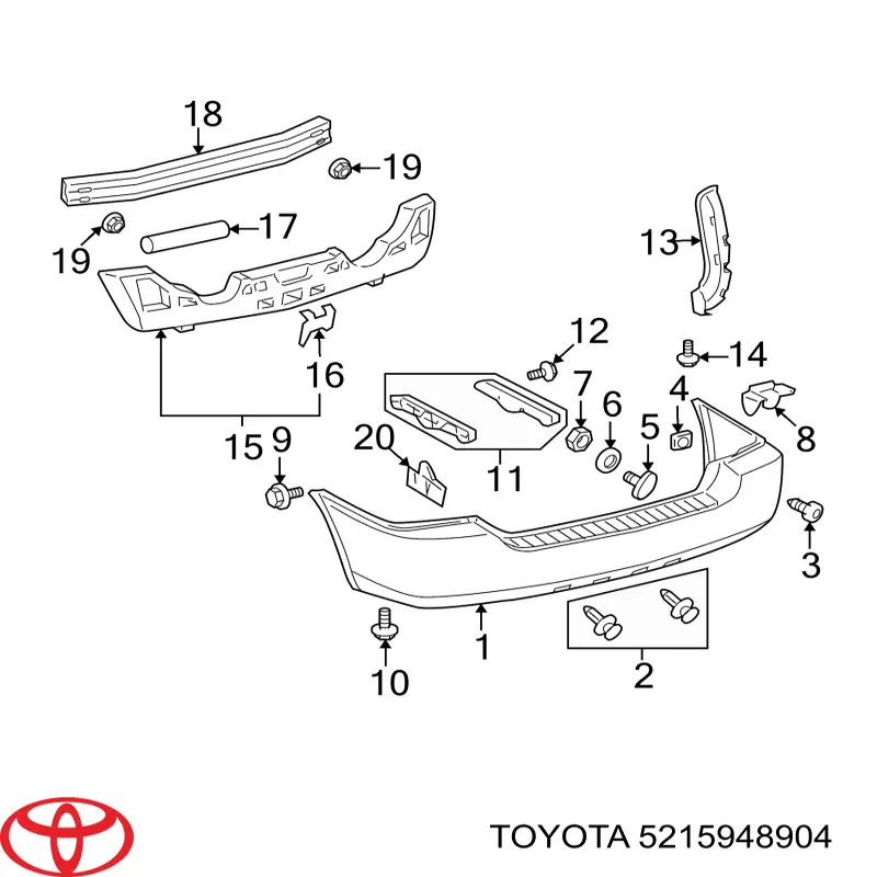 Zderzak tylny Toyota Highlander I SUV (ACU2, MCU2) (2000 - 2007) cena, od 863,41 USD