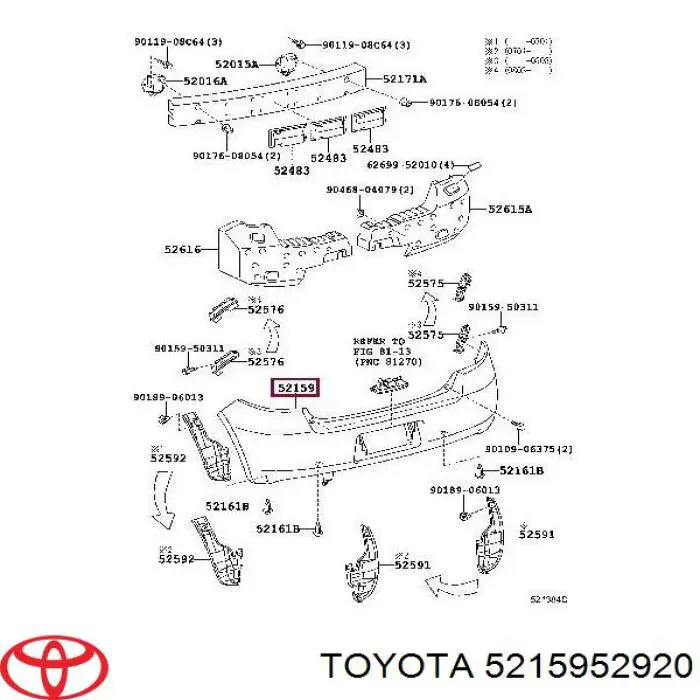 Do koszyka 5215952920 Toyota Zderzak tylny