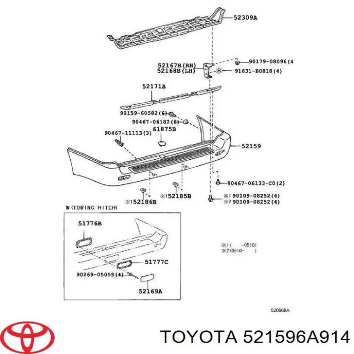 Zderzak tylny Toyota 521596A914 cena, od 425,59 USD