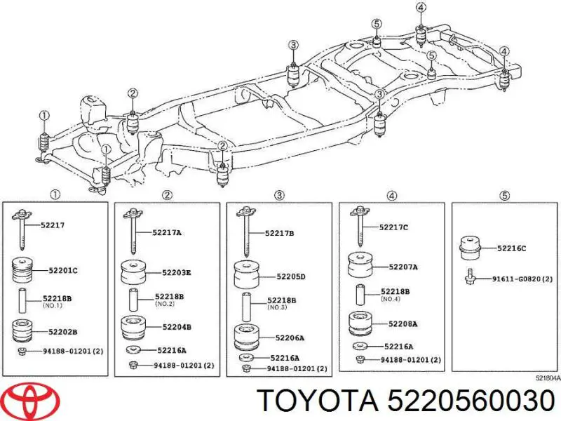 5220560030 Toyota Poduszka ramy (mocowania nadwozia)