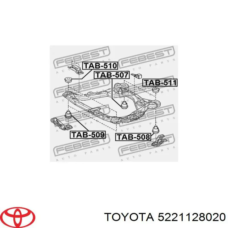 Tuleja (poduszka) przedniej belki Toyota 5221128020 cena, od 24,65 USD