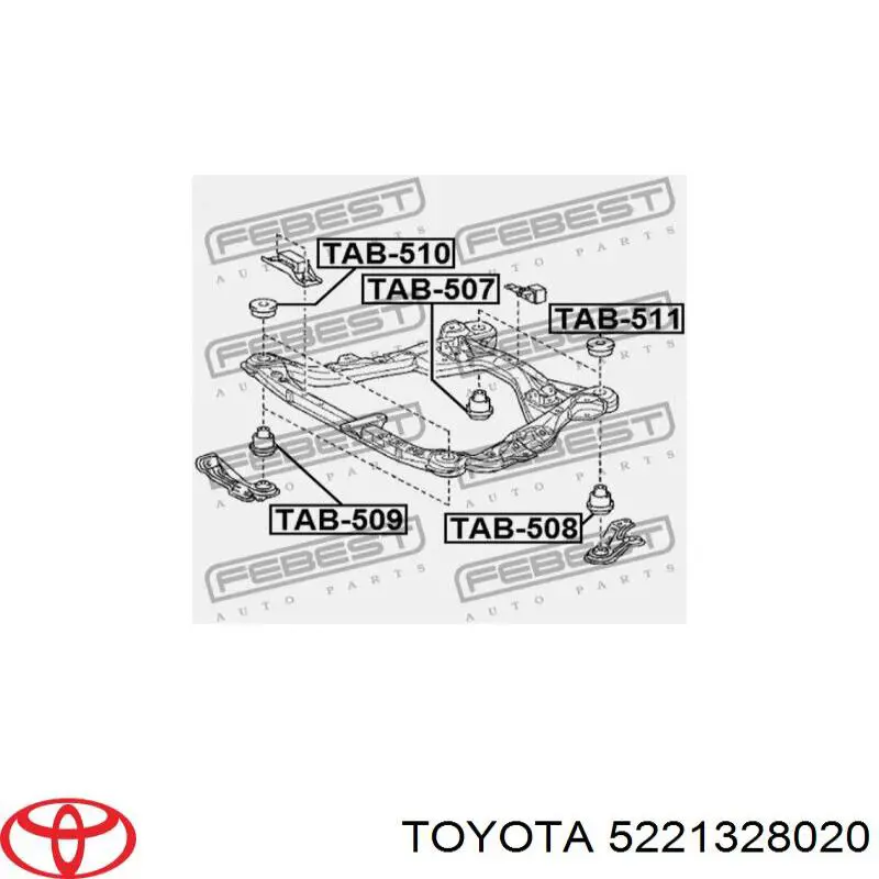 Tuleja (poduszka) przedniej belki Toyota 5221328020 cena, od 7,84 USD