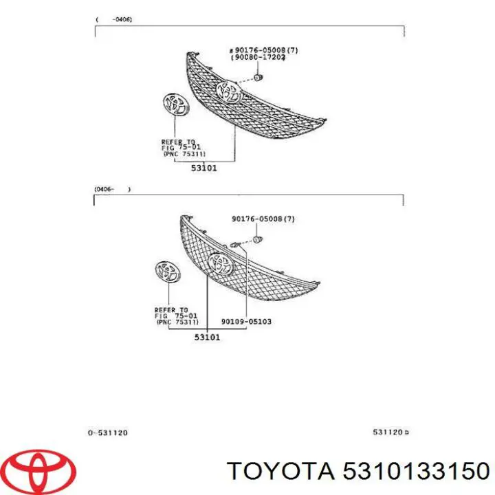Atrapa chłodnicy do Toyota Camry V V30