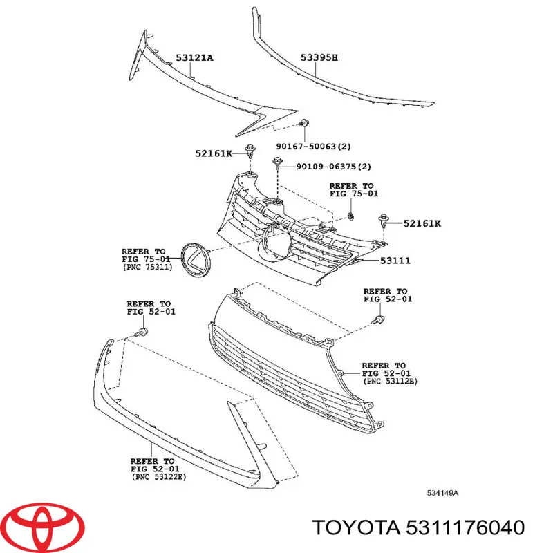 5311176040 Toyota Atrapa chłodnicy