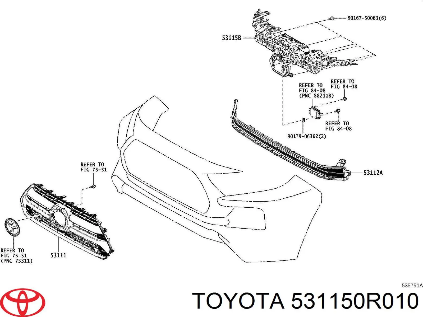 531150R010 Toyota wspornik atrapy chłodnicy