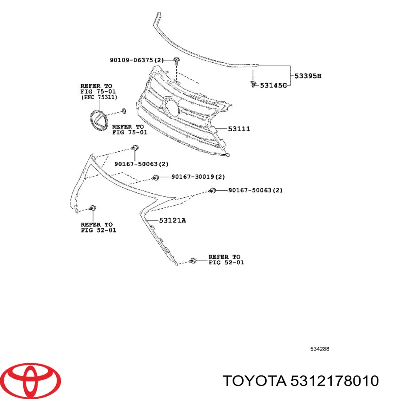 5312178010 Toyota Listwa ochronna atrapy chłodnicy