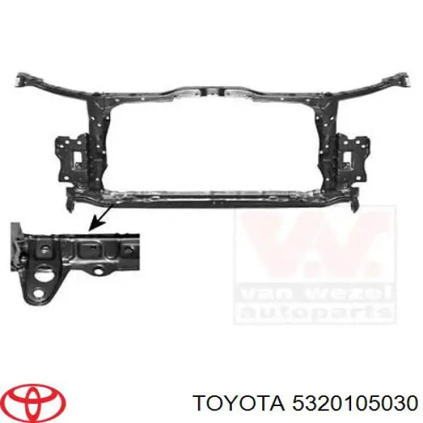 Do koszyka Osłona chłodnicy kompletna (panel mocowania reflektorów) Toyota Avensis I T22