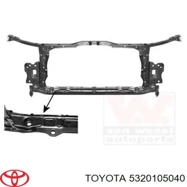 Do koszyka 5320105040 Toyota Osłona chłodnicy kompletna (panel mocowania reflektorów)