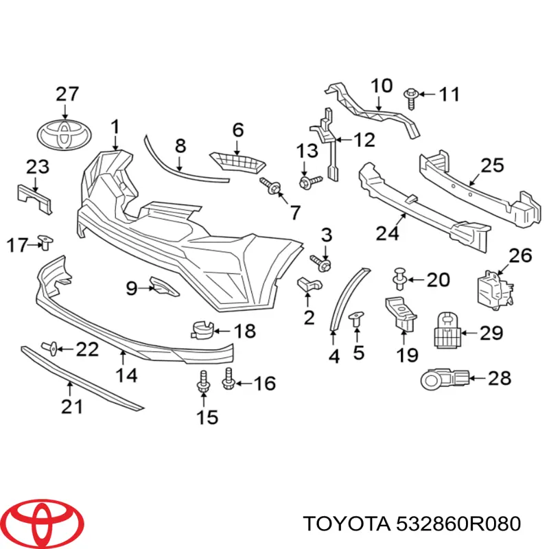 Zaślepka zderzaka haka holowniczego przednia lewa Toyota 532860R080 cena, od 8,09 USD
