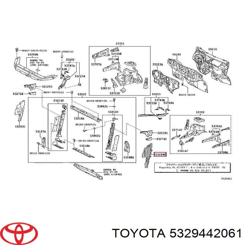 5329442061 Toyota kierownica powietrza (deflektor chodnicy lewa)