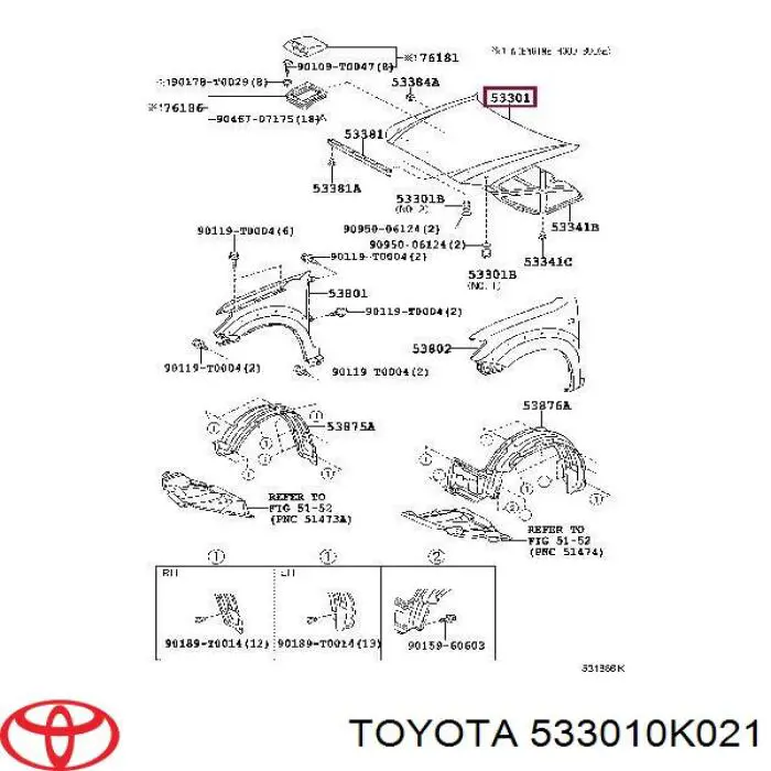 Maska silnika Toyota 533010K021 cena, od 202,10 USD