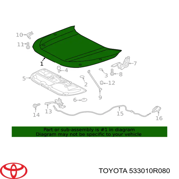 Maska silnika Toyota 533010R080 cena, od 950,03 USD