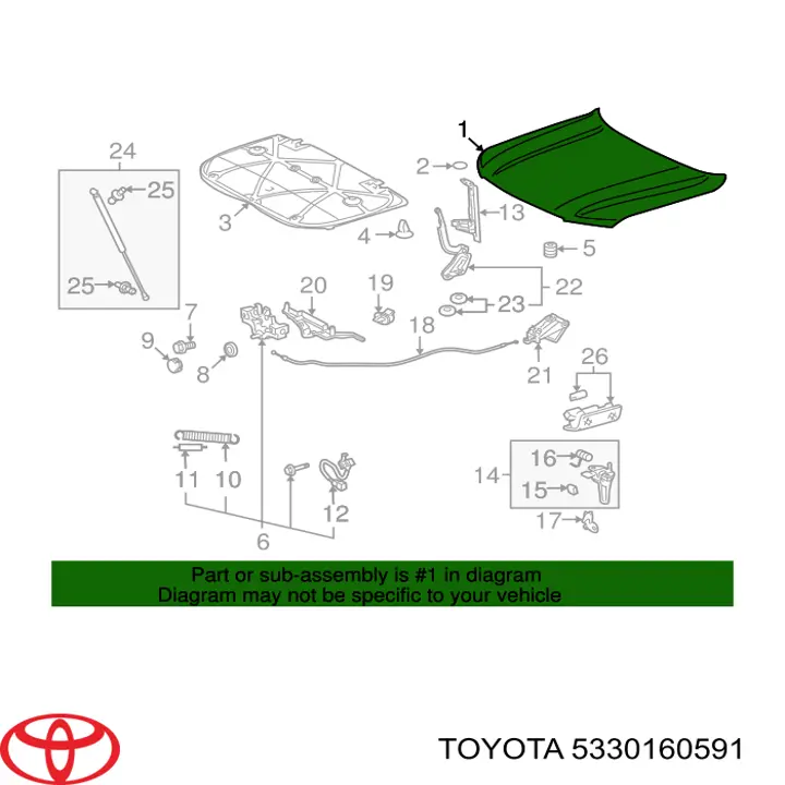 Maska silnika Toyota 5330160591 cena, od 235,92 USD