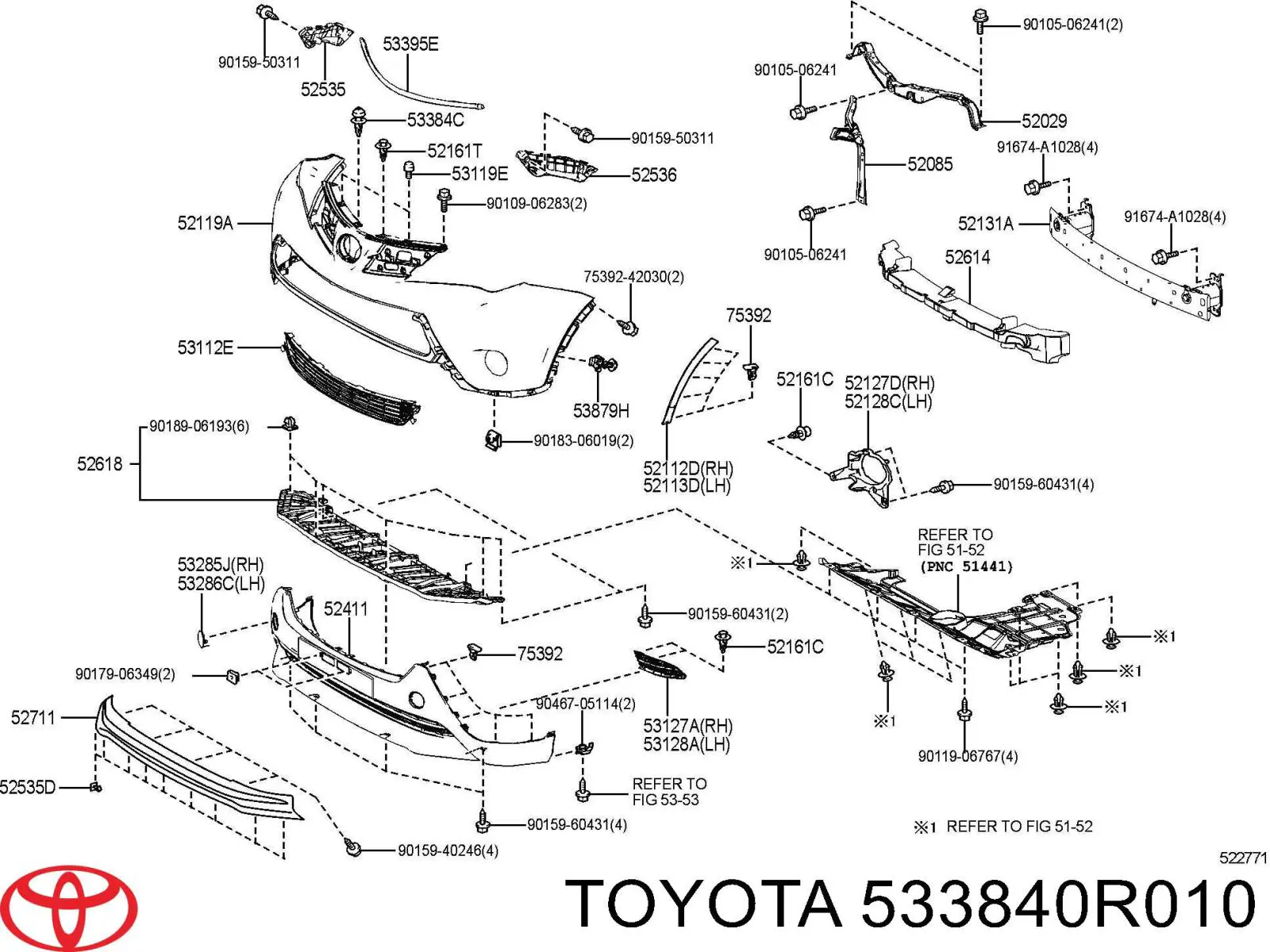 Spinka mocowania atrapy chłodnicy do panelu Toyota 533840R010 cena, od 3,50 USD
