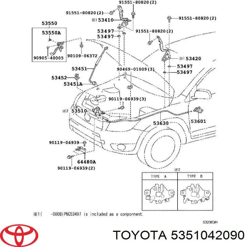 Zamek maski Toyota 5351042090 cena, od 70,57 USD